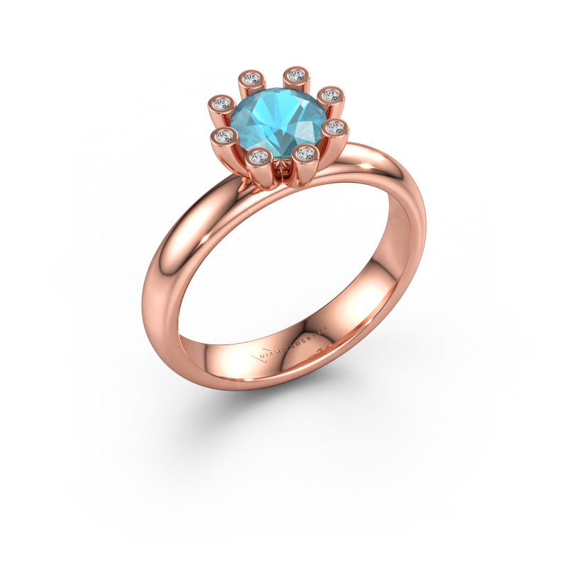 Bild av Ring Carola 3 585 roséguld Blå topas 6 mm