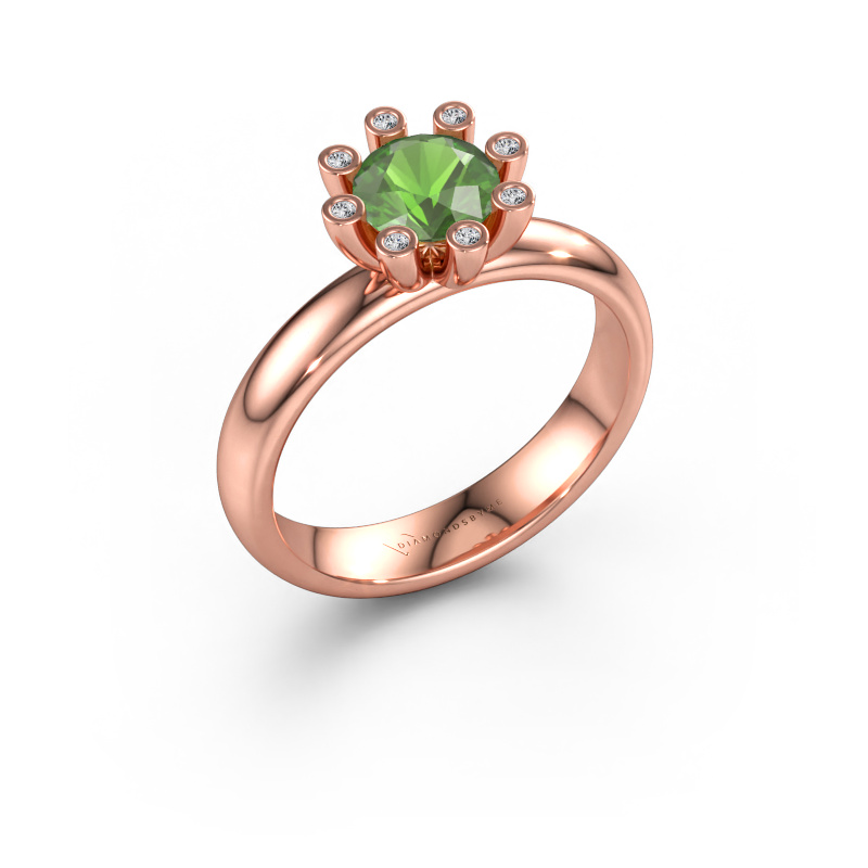 Immagine di Anello Carola 3 585 oro rosa Tormalina verde 6 mm