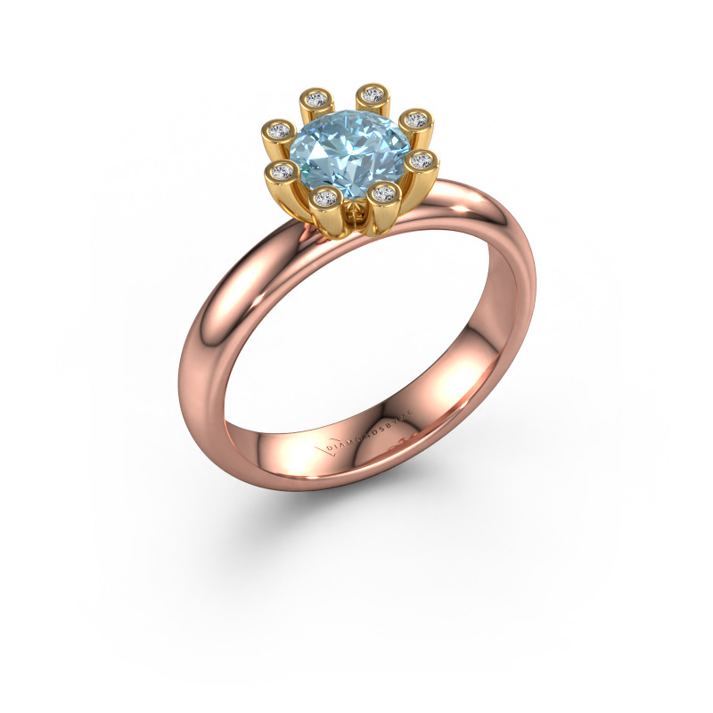 Image of Ring Carola 3 585 rose gold Blue lab grown diamond 6 mm