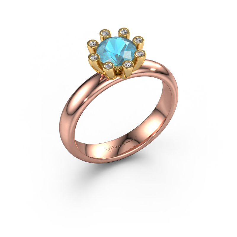 Bild von Ring Carola 3 585 Roségold Blau Topas 6 mm