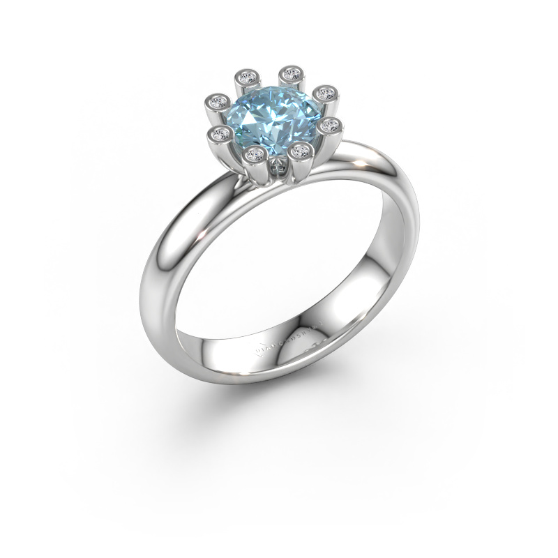 Immagine di Anello Carola 3 585 oro bianco Diamante lab grown blu 6 mm