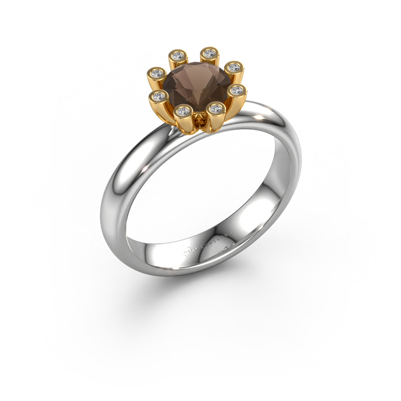 Image of Ring Carola 3 585 white gold Smokey quartz 6 mm