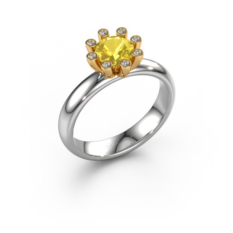 Bild von Ring Carola 3 585 Weißgold Gelb Saphir 6 mm