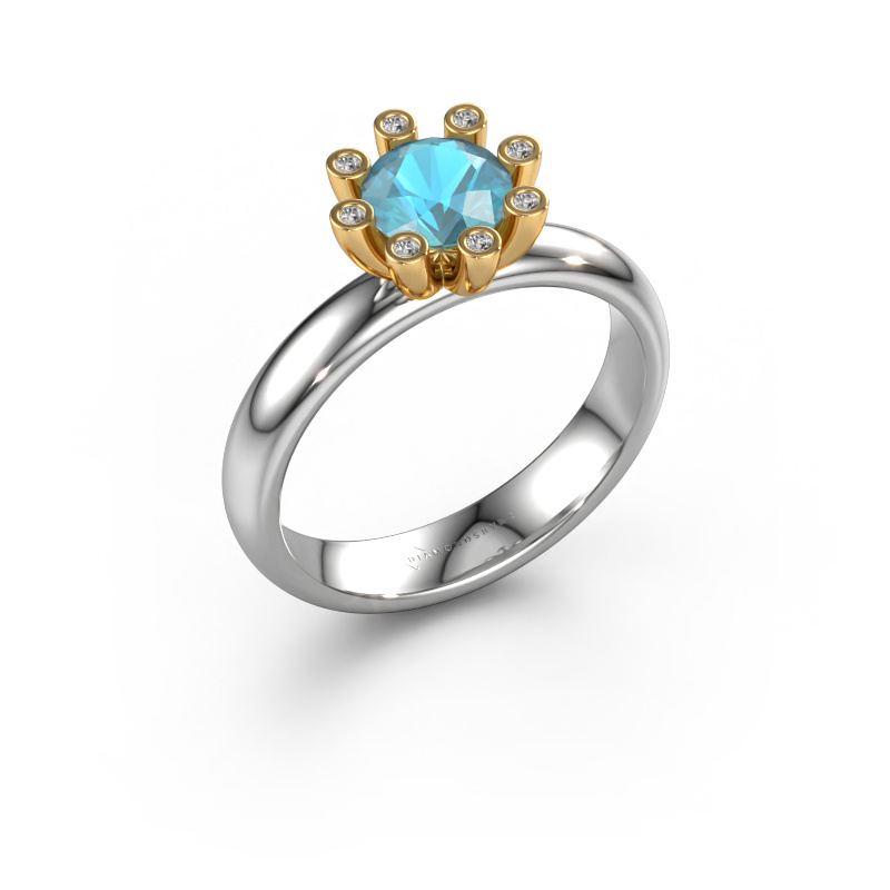 Bild von Ring Carola 3 585 Weißgold Blau Topas 6 mm