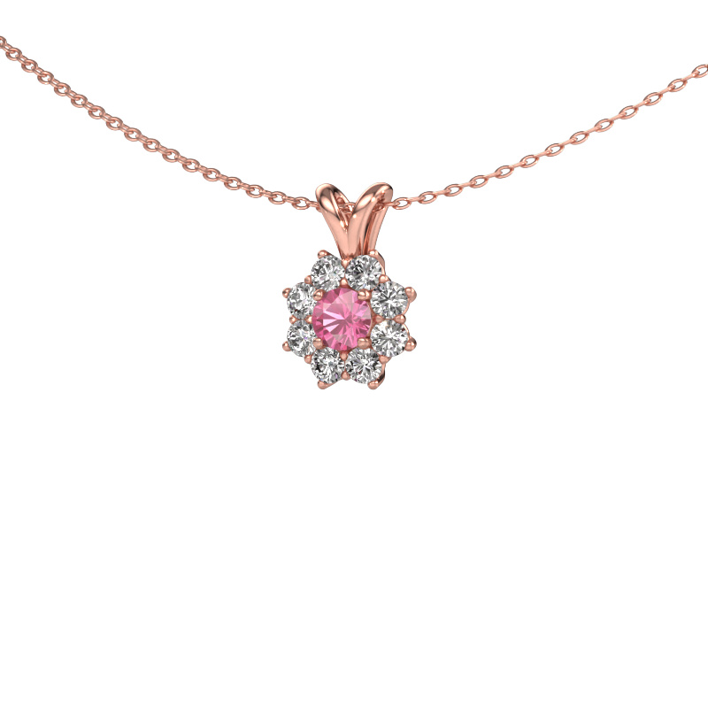 Image de Pendentif Carolyn 585 or rose Saphir rose 4 mm