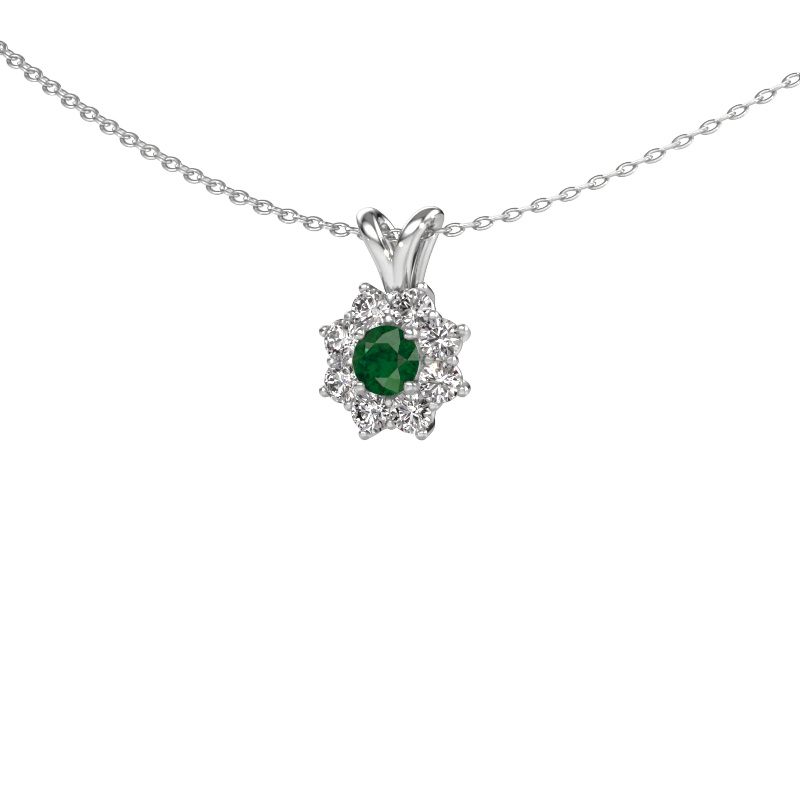 Image of Pendant Carolyn 585 white gold Emerald 4 mm