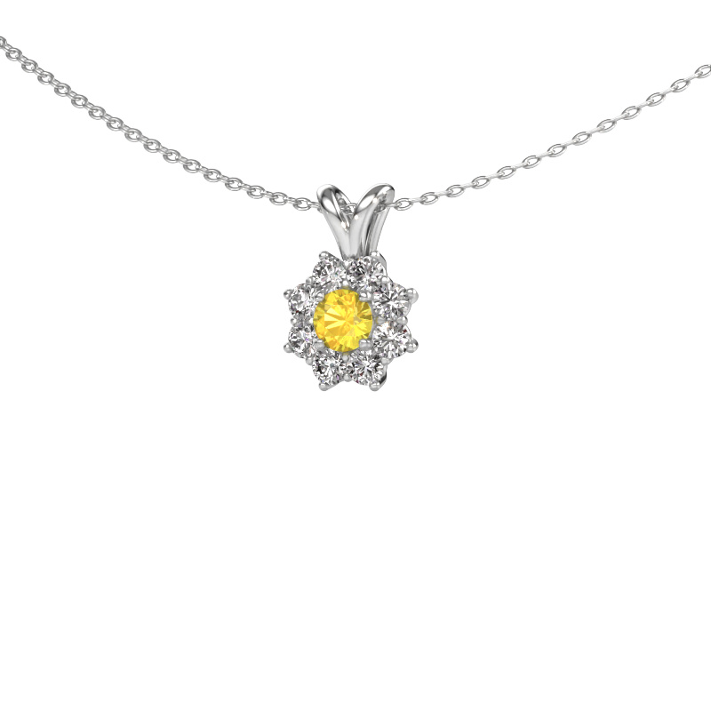 Image of Pendant Carolyn 585 white gold Yellow sapphire 4 mm