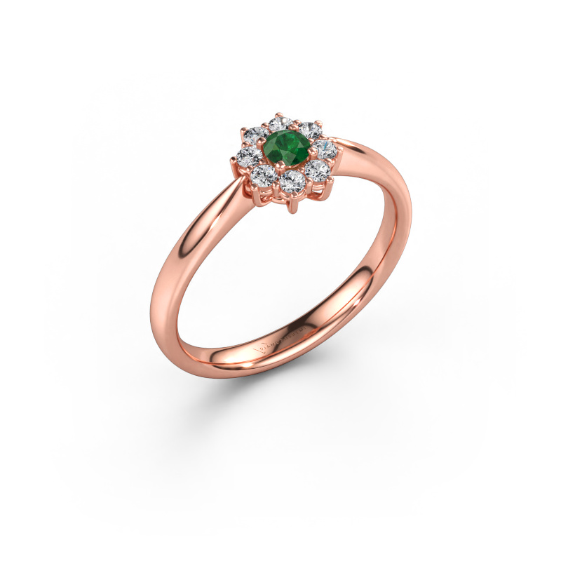 Immagine di Anello di fidanzamento Carolyn 1 585 oro rosa Smeraldo 3 mm