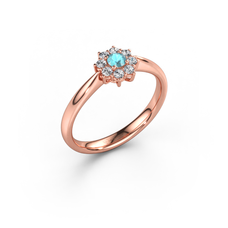 Immagine di Anello di fidanzamento Carolyn 1 585 oro rosa Topazio blu 3 mm