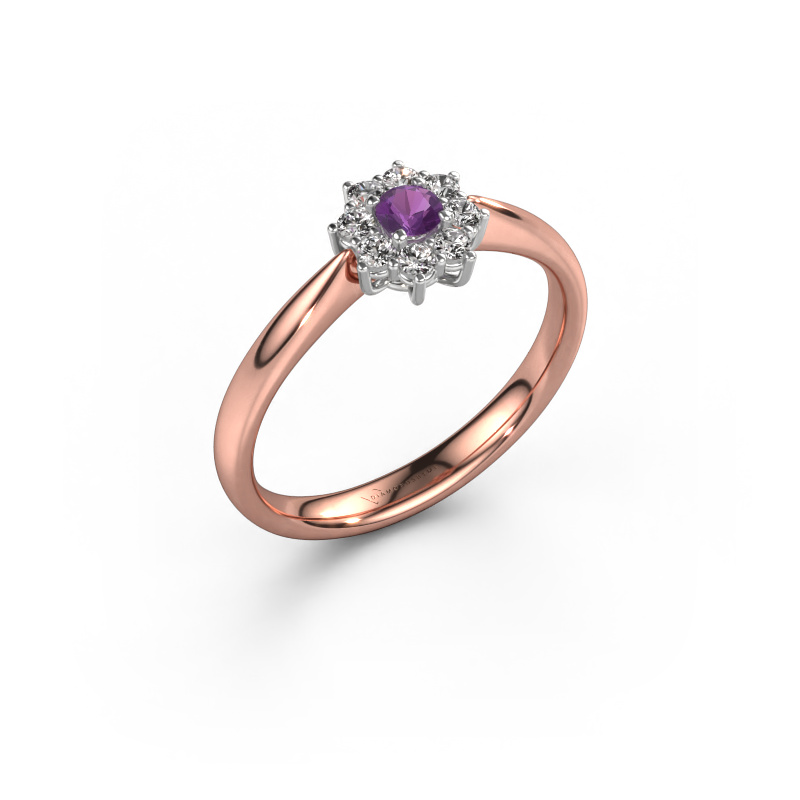 Bild von Verlobungsring Carolyn 1 585 Roségold Amethyst 3 mm