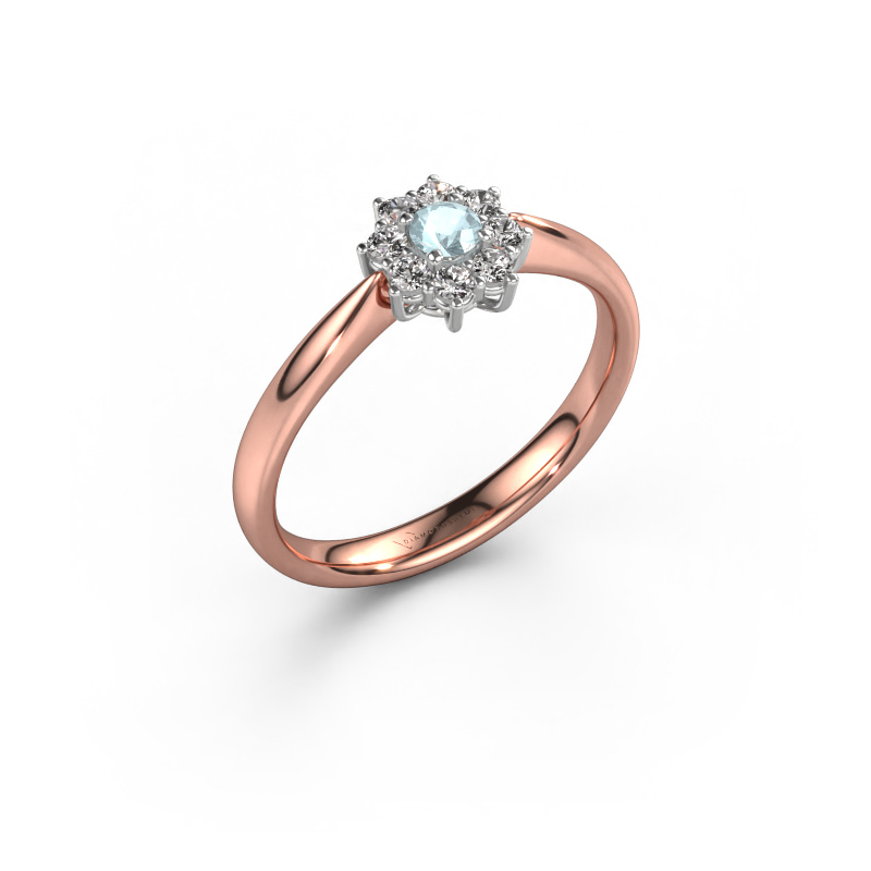 Bild von Verlobungsring Carolyn 1 585 Roségold Aquamarin 3 mm