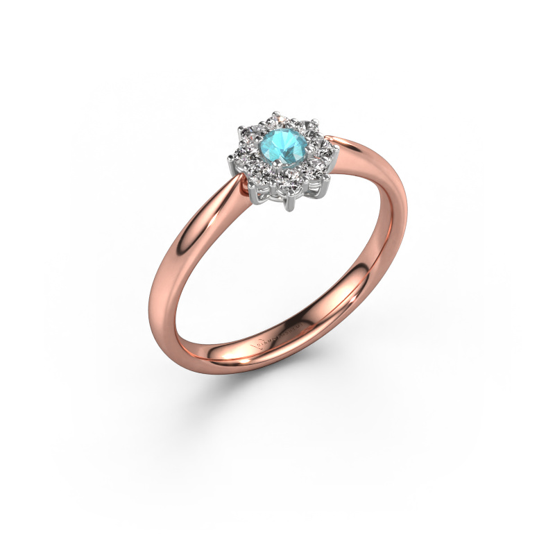 Image of Engagement ring Carolyn 1 585 rose gold Blue topaz 3 mm