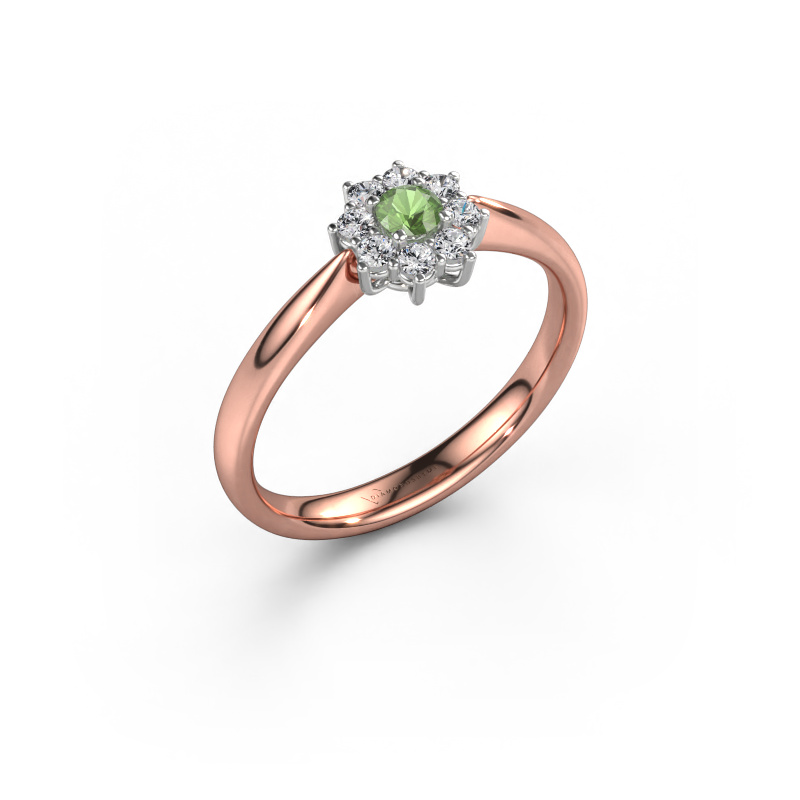 Image of Engagement ring Carolyn 1 585 rose gold Tourmaline green 3 mm