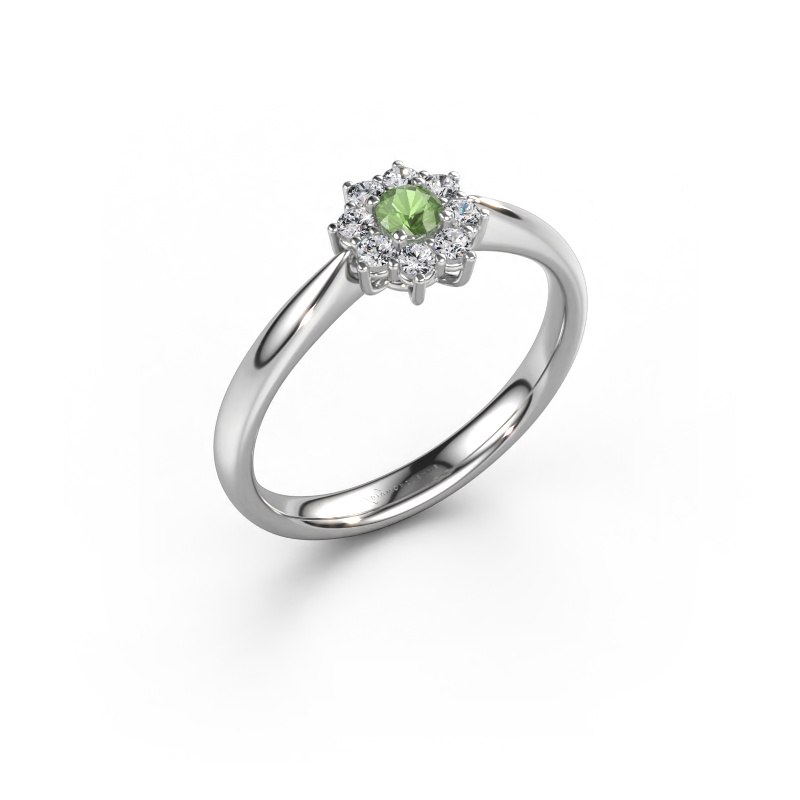 Image of Engagement ring Carolyn 1 585 white gold Tourmaline green 3 mm