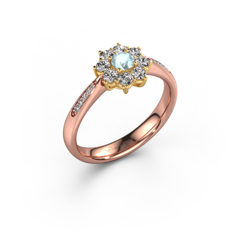 Image of Engagement ring Carolyn 2 585 rose gold Aquamarine 3.4 mm