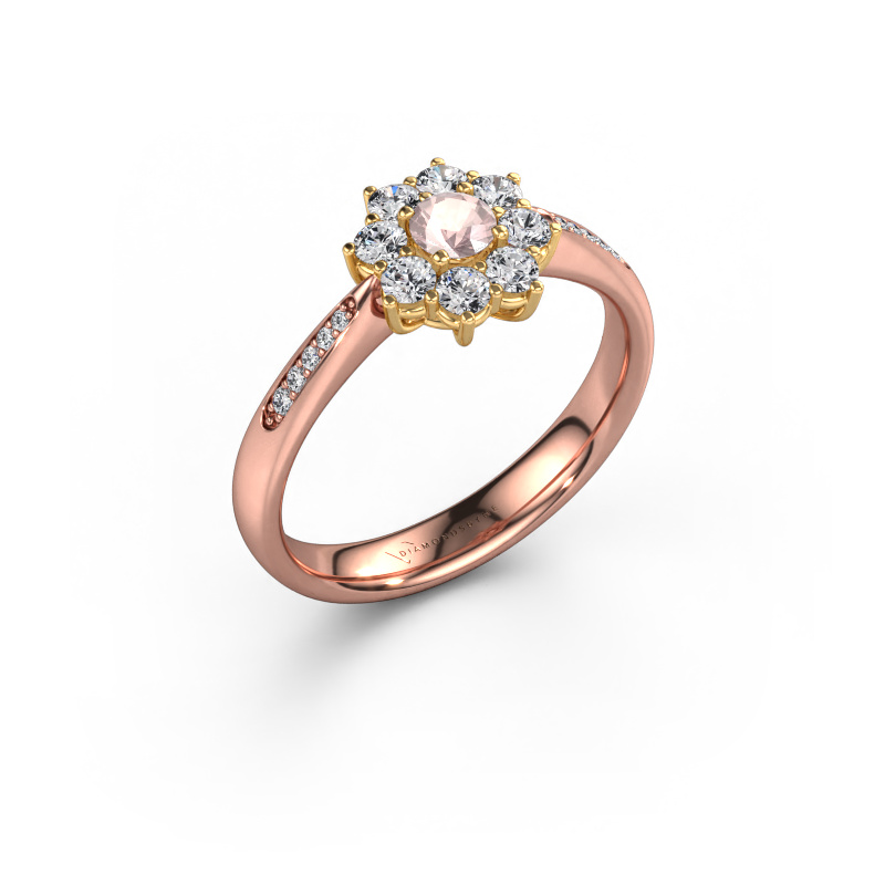 Image of Engagement ring Carolyn 2 585 rose gold Morganite champagne 3.4 mm