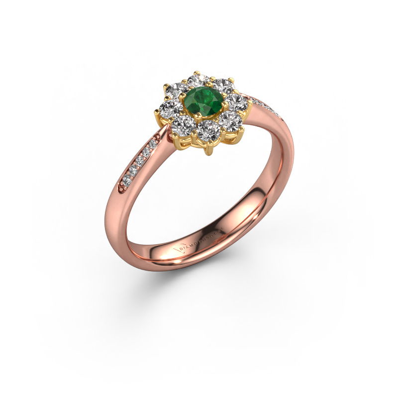 Image of Engagement ring Carolyn 2 585 rose gold Emerald 3.4 mm