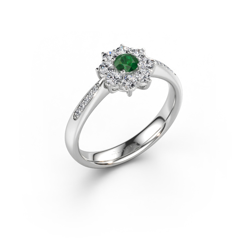 Immagine di Anello di fidanzamento Carolyn 2 585 oro bianco Smeraldo 3.4 mm