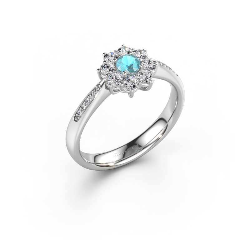 Immagine di Anello di fidanzamento Carolyn 2 585 oro bianco Topazio blu 3.4 mm
