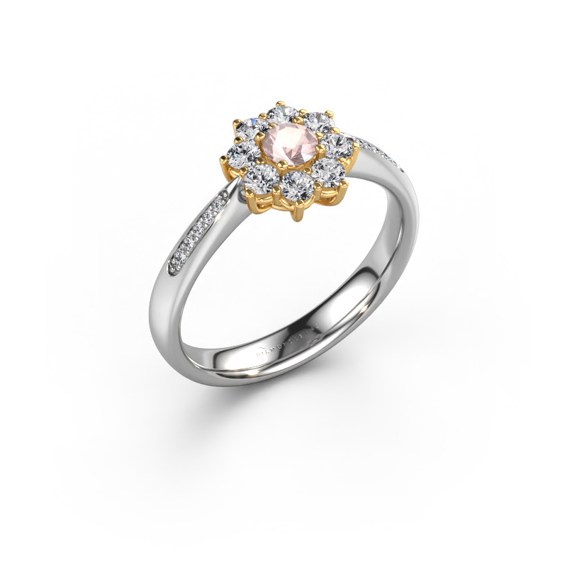 Image of Engagement ring Carolyn 2 585 white gold Morganite champagne 3.4 mm
