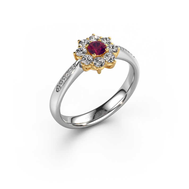 Image of Engagement ring Carolyn 2 585 white gold Rhodolite 3.4 mm