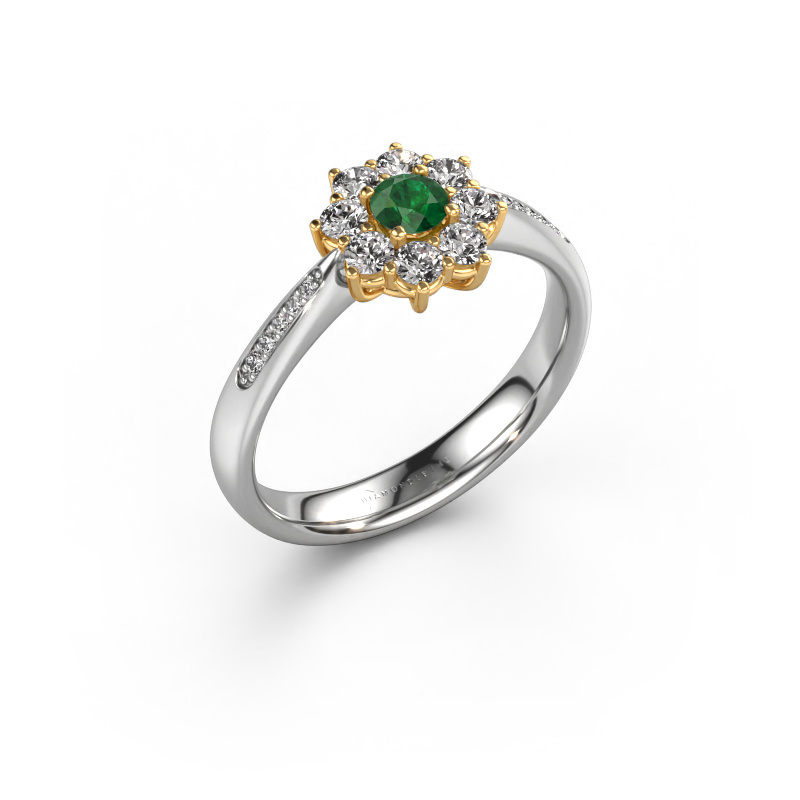 Image of Engagement ring Carolyn 2 585 white gold Emerald 3.4 mm