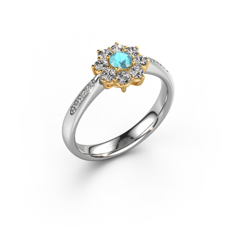 Bild von Verlobungsring Carolyn 2 585 Weißgold Blau Topas 3.4 mm