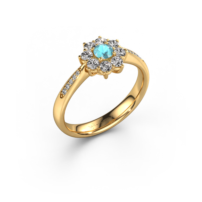 Image of Engagement ring Carolyn 2 585 gold Blue topaz 3.4 mm