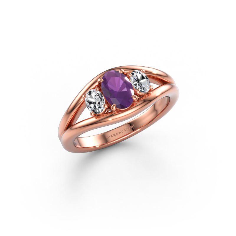 Image of Ring Cassie OVL 585 rose gold Amethyst 6.5x4.5 mm
