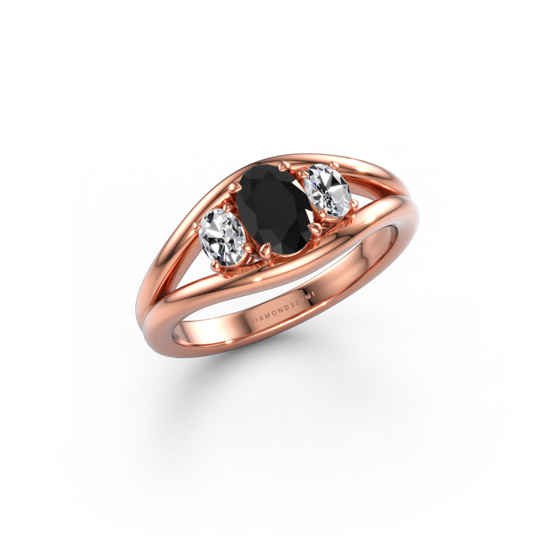 Bild av Ring Cassie OVL 585 roséguld Svart diamant 1.08 crt