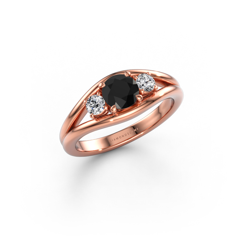 Bild von Ring Cassie RND 585 Roségold Schwarz Diamant 0.920 crt
