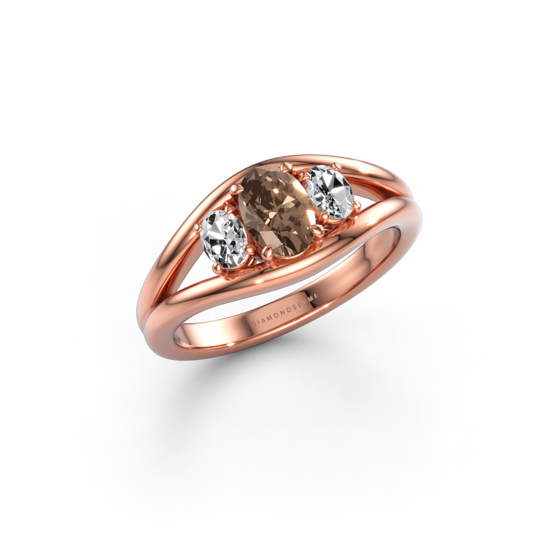 Image of Ring Cassie OVL 585 rose gold Brown diamond 0.900 crt