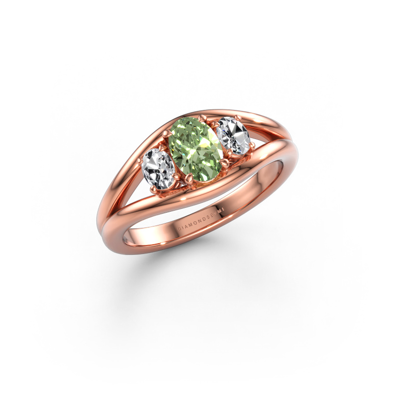 Immagine di Anello Cassie OVL 585 oro rosa Diamante lab grown verde 6.5x4.5 mm