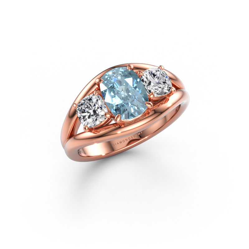 Immagine di Anello Cassie CSH 585 oro rosa Diamante lab grown blu 8x6 mm