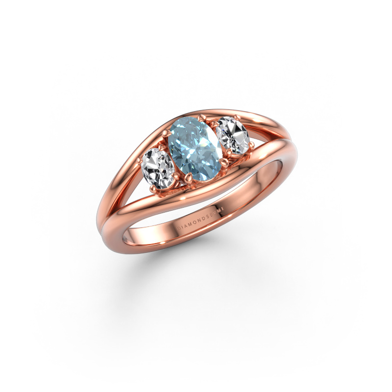Bild av Ring Cassie OVL 585 roséguld Blå labbodlad diamant 6.5x4.5 mm