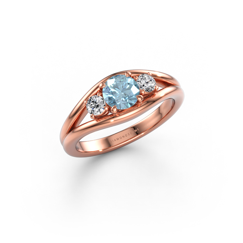 Bild von Ring Cassie RND 585 Roségold Blauer Labordiamant 5.4 mm