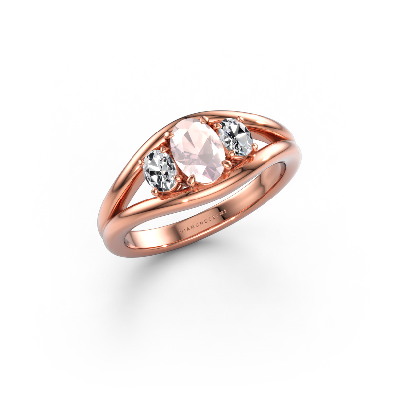 Bild av Ring Cassie OVL 585 roséguld Champagnefärgad morganit 6.5x4.5 mm