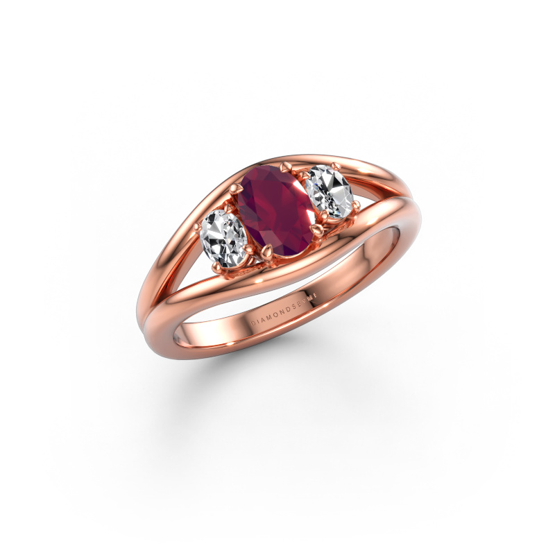 Image of Ring Cassie OVL 585 rose gold Rhodolite 6.5x4.5 mm
