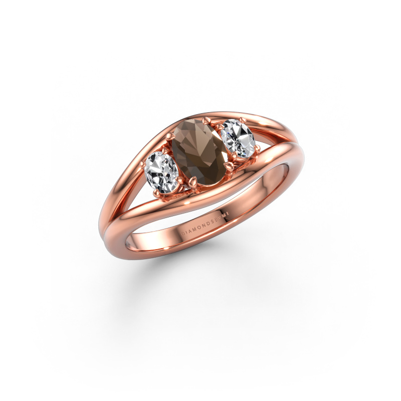 Image of Ring Cassie OVL 585 rose gold Smokey quartz 6.5x4.5 mm