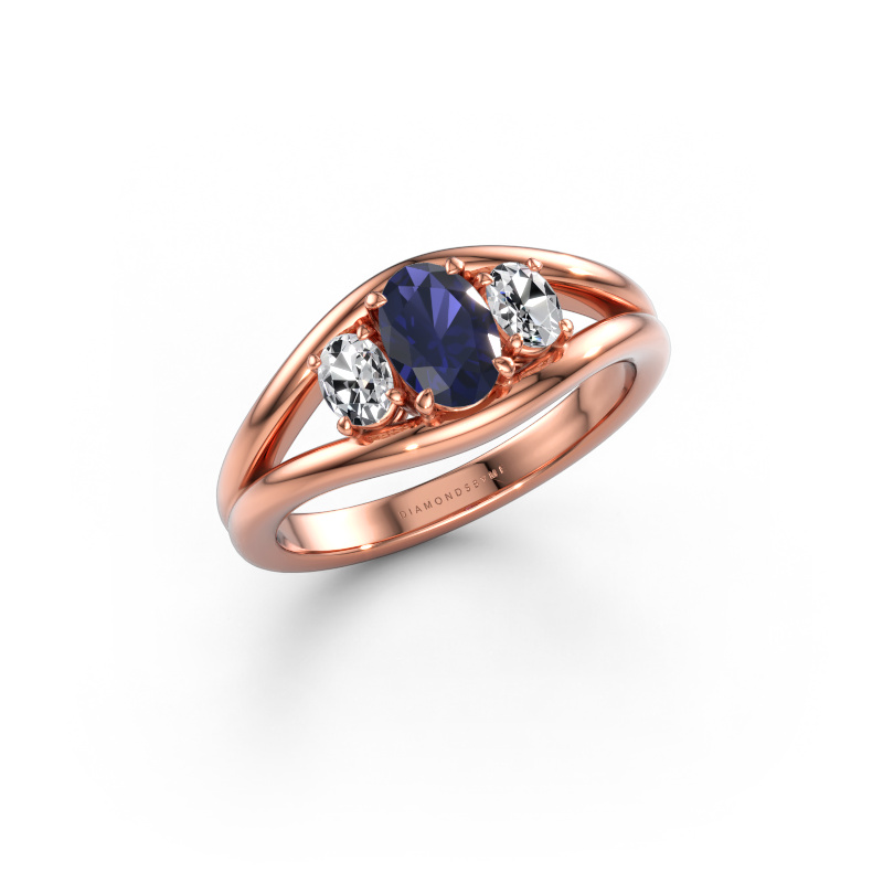 Image of Ring Cassie OVL 585 rose gold Sapphire 6.5x4.5 mm