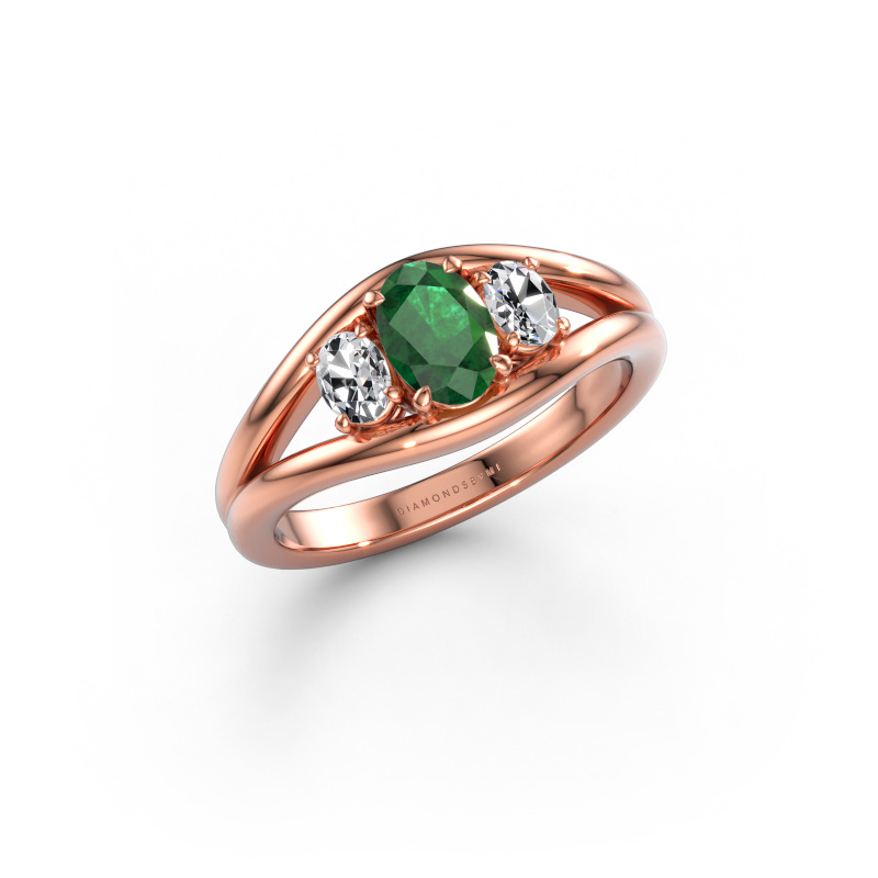 Bild av Ring Cassie OVL 585 roséguld Smaragd 6.5x4.5 mm