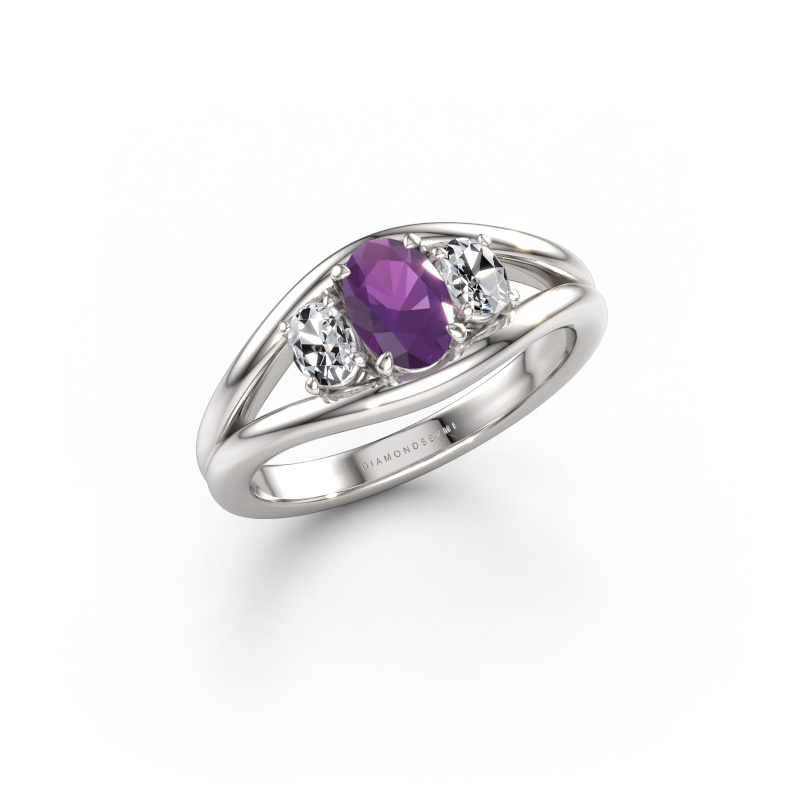 Image of Ring Cassie OVL 950 platinum Amethyst 6.5x4.5 mm