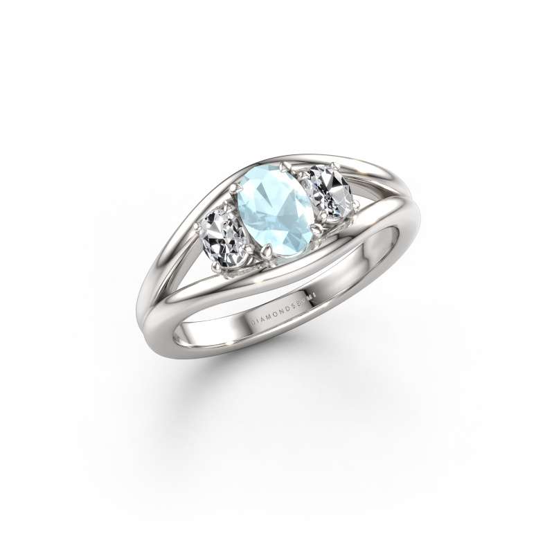Image of Ring Cassie OVL 585 white gold Aquamarine 6.5x4.5 mm