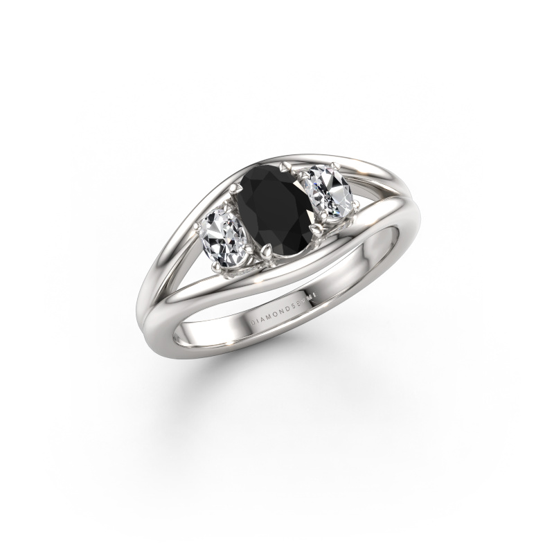 Image de Bague Cassie OVL 950 platine Diamant noir 1.08 crt