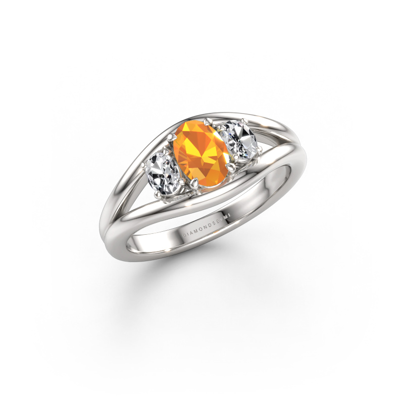 Image of Ring Cassie OVL 950 platinum Citrin 6.5x4.5 mm