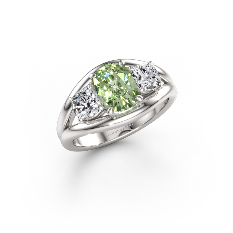 Bild av Ring Cassie CSH 585 vitt guld Grön labbodlad diamant 8x6 mm