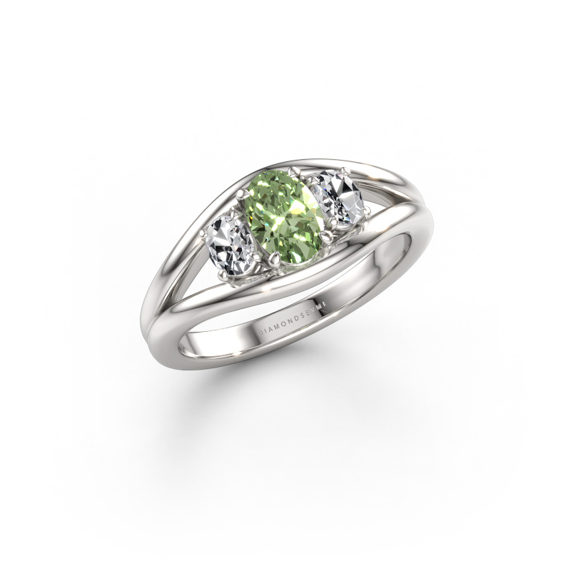 Bild av Ring Cassie OVL 585 vitt guld Grön labbodlad diamant 6.5x4.5 mm