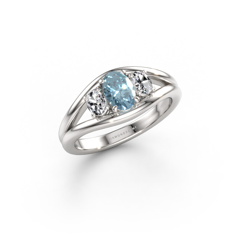 Bild av Ring Cassie OVL 950 platina Blå labbodlad diamant 6.5x4.5 mm