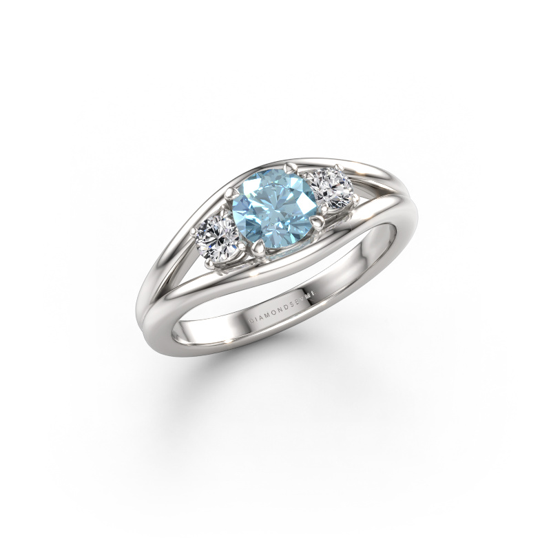 Bild von Ring Cassie RND 585 Weißgold Blauer Labordiamant 5.4 mm