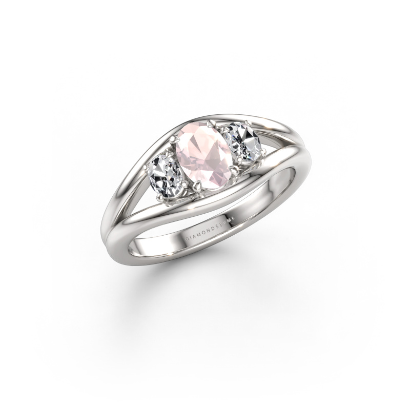 Bild av Ring Cassie OVL 585 vitt guld Champagnefärgad morganit 6.5x4.5 mm